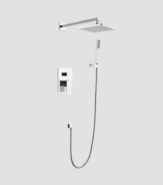 【New】Brush Nickel Square Thermostatic Shower Systems Set